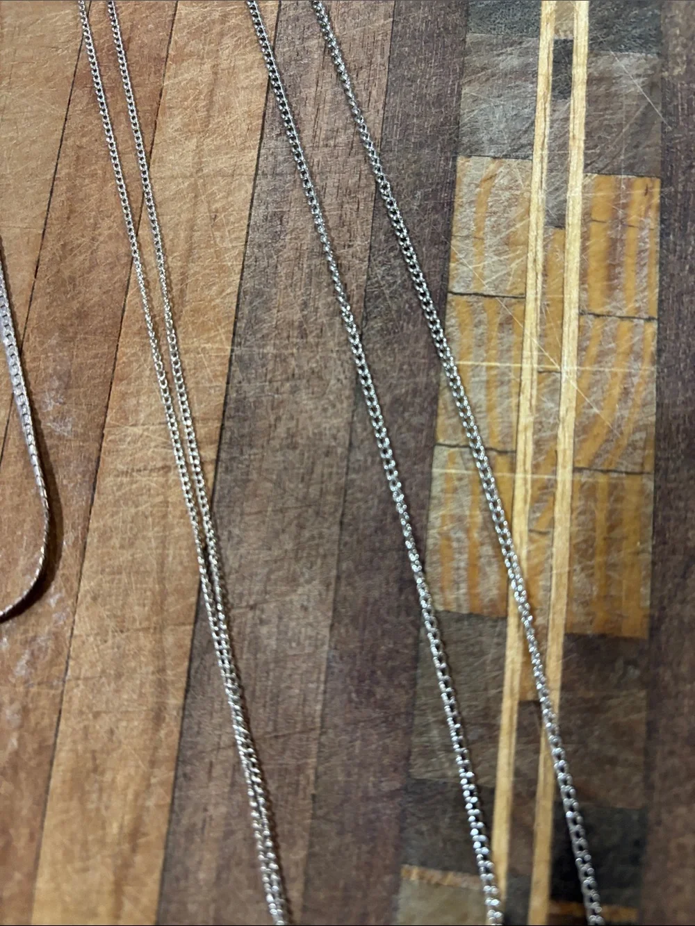 Silver bracelet and (2) chains